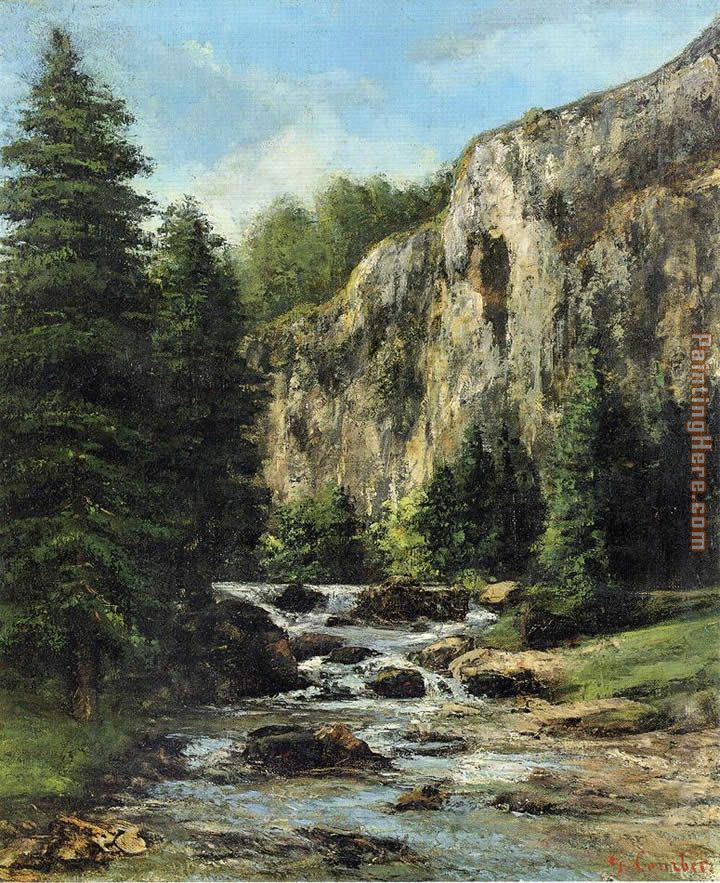 Study for Landscape with Waterfall painting - Gustave Courbet Study for Landscape with Waterfall art painting